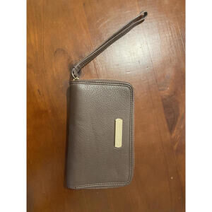 NWT Cole Haan Aveline Electronic Zip Wristlet Wallet Pebbled Leather - Chestnut